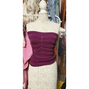 Purple Strapless Ruched Top